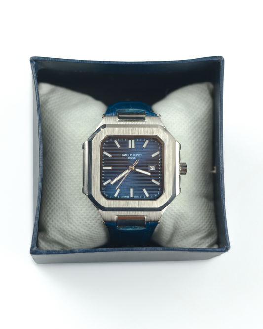 Patek Philippe Cubetus - Classic Blue Dial with Leather Belts