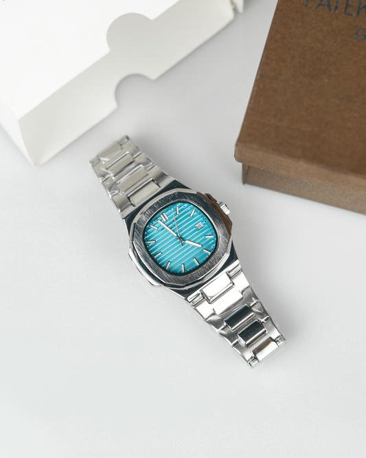 Patek Philippe Nautilus - Classic Sky Blue Dial with Stainless Steel Chain
