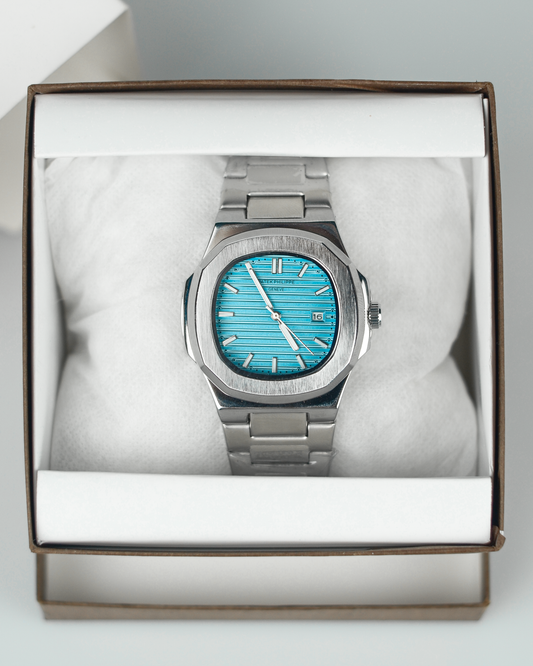Patek Philippe Nautilus - Classic Sky Blue Dial with Stainless Steel Chain