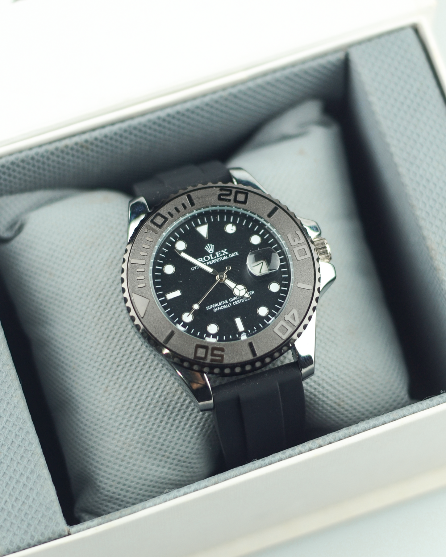 Rolex Yacht Master - Silver Dial with Black Belts